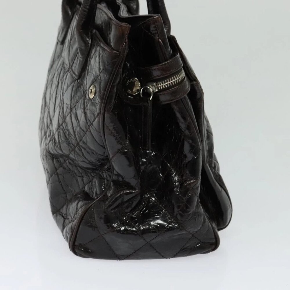 CHANEL Matelasse COCO Mark Hand Bag Patent leather Dark Brown - Picture 3 of 16